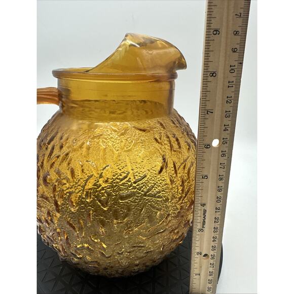 Vintage Mid Century Anchor Hocking Lido Amber Glass Gold Pitcher EUC - Picture 4 of 6